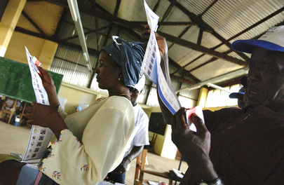 Liberian Voters Inspect Ballots Papers on Election Day 