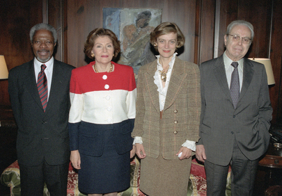 UN Secretary-General and Spouse Meet with Javier Perez de Cuellar, former UN Secretary-General and Spouse