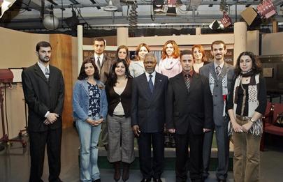 Secretary-General with Palestinian Journalists