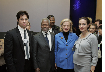 Secretary-General with Brad Pitt and Angelina Jolie in Davos