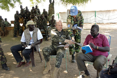 United Nations Military Observers Confer With Local Leaders in Sudan