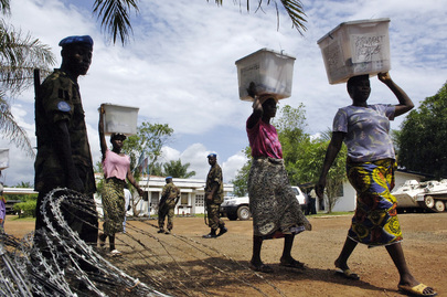 Citizens and UNMIL Destroy Voting Materials in Liberia