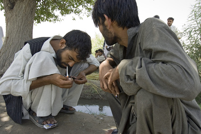 Afghan Men During Break from Drug Counselling Session