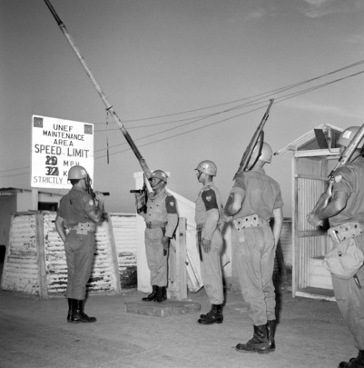UNEF Troops from Brazil Guard Maintenance Area