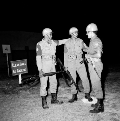 UNEF Troops from Brazil Guard Maintenance Area