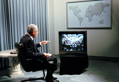 Secretary-General Boutros Boutros-Ghali Celebrates 50th Anniversary of the United Nations with Shuttle-Mir Docking Mission