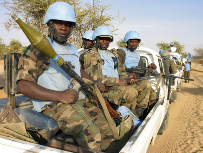 UNAMID Personnel Guards Supply Convoy