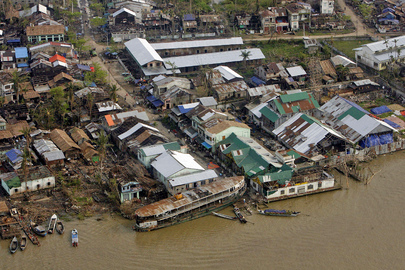 Aerial View of Cyclone-Devastated Area During Tour by Secretary-General
