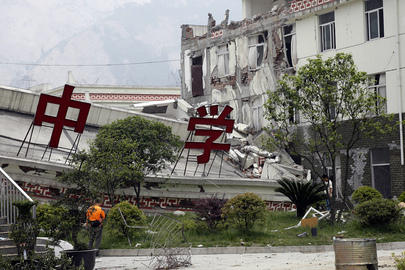 Middle School Building Ruins with Children Buried Alive