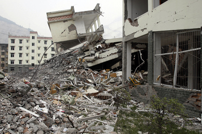 Middle School Building Ruins with Children Buried Alive