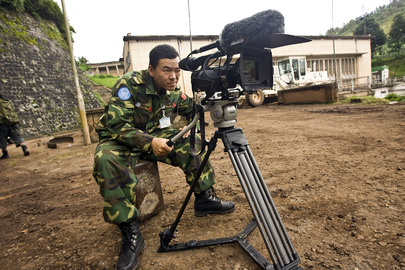 MONUC Peacekeeper Uses Video Camera