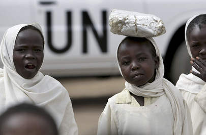 Young Girls Return from School in North Darfur
