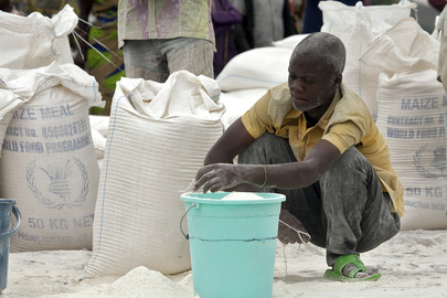 IDP Resident Collects Food Ration