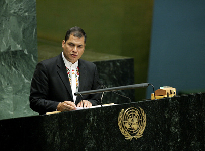 President of Ecuador Addresses General Assembly on Financial Crisis