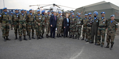 US Secretary of State and Special Representative for DR Congo with MONUC Troops