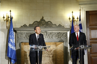Secretary-General and Greek Prime Minister Brief Media in Athens