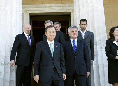 Secretary-General Leaves Parliament in Athens