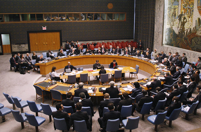 The United Nations Security Council discusses threats to international peace and security.