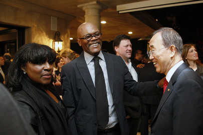 Secretary-General Meets Actor Samuel L. Jackson and Wife at L.A. Reception