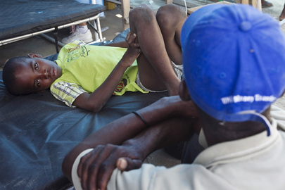 Boy Receives Treatment for Cholera in L'Estere, Haiti