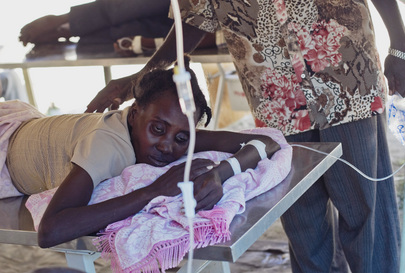 Woman with Cholera Receives Treatment in L'Estere, Haiti