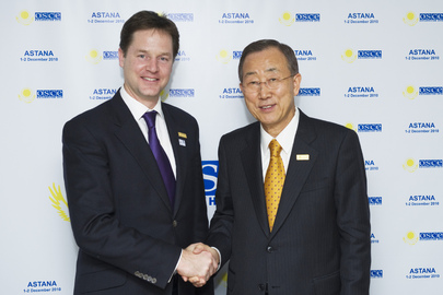 Secretary-General Meets U.K. Deputy Prime Minister at OSCE Summit