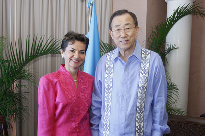Secretary-General Meets UNFCCC Chief at Cancun Climate Change Summit
