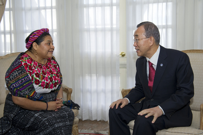 Secretary-General Meets Nobel Laureate Rigoberta Menchú in Guatemala City