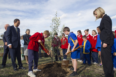 Secretary-General Plants Tree in Australian Area Destroyed by Bush Fire