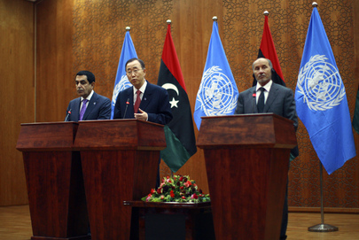 Secretary-General, Assembly President and NTC Head Brief Press in Tripoli