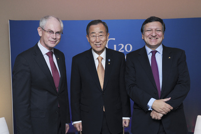 Secretary-General Meets Presidents of European Commission and Council at Cannes G20