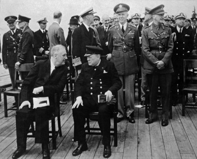 FDR Meeting with Churchill aboard  a British battleship off coast of New Newfoundland, Canada August 1941