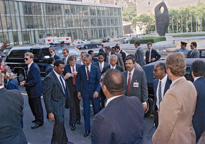 Nelson Mandela (ANC) Arrives at the United Nations